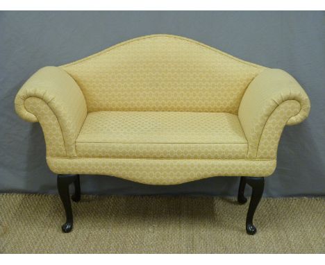 An Edwardian style salon sofa raised on cabriole legs, length 130cm