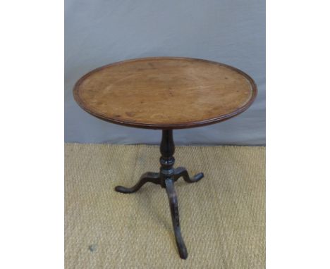 A 19thC mahogany tray/tilt top table on turned support and tripod base, H70 x D64cm