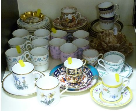 A 19thC Sevres saucer and Royal Crown Derby, Royal Worcester, Coalport, Spode and Japanese tea and coffee cans