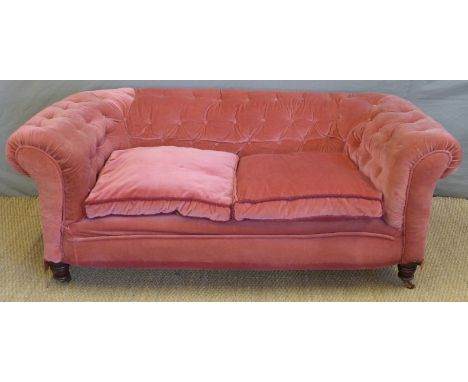 An upholstered button backed Chesterfield style sofa, L185cm