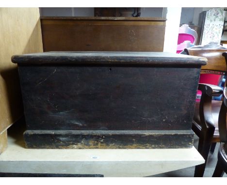 A 19thC stained pine trunk, H48 x W87 x D57cm