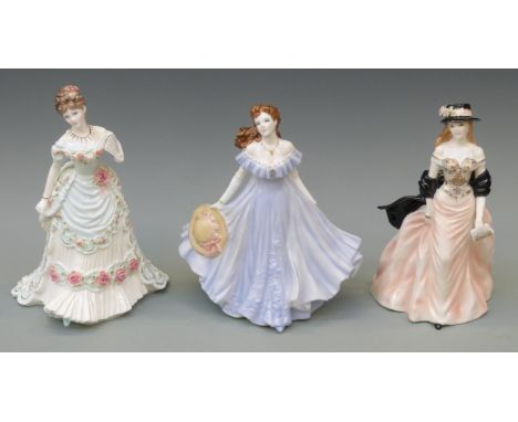 Three Royal Worcester figurines Splendour at Court, Knightsbridge and Laura, tallest 24cm