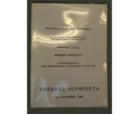 [Signed] Barbara Hepworth and Bernard Leach, published Cornwall, St. Ives 1968. Catalogues printed on the occasion of the con
