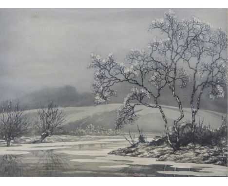 Alice Barnwell signed etching 'Snow Blossom', 24 x 31cm