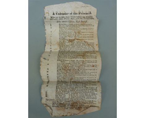 A calendar of the prisoners who are to take their trials before the Honourable Sir John Bayley Knt, and the Honourable Sir Jo