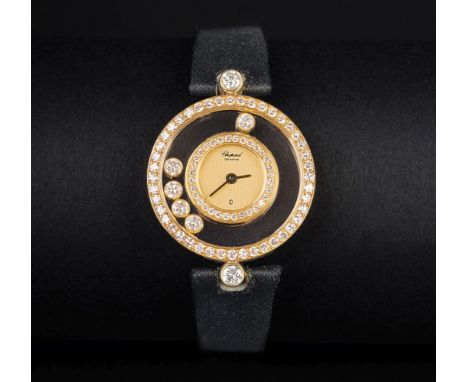 Chopard. Damenarmbanduhr Happy Diamonds. 18 kt. GG gest., Brillanten, Quarzwerk, Ref. G 3957. Zifferblatt GG, bez. Chopard GE