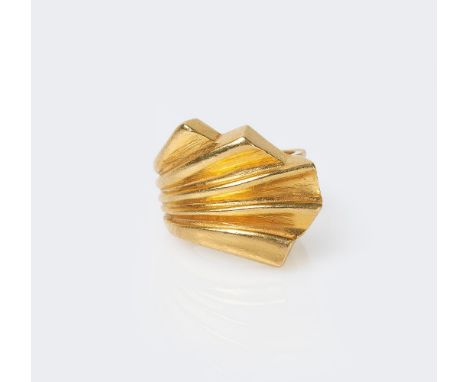 Ilias Lalaounis. Kleiner Gold-Ring. 18 kt. GG, gest., MZ, gemarkt 'Greece'. Aufgefächerte Schauseite. Weite 45 für den kleine