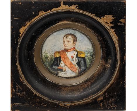 19th century French School, Miniature portrait of Napoleon I (1769-1821), Emperor of the French, wearing the uniform of Colon