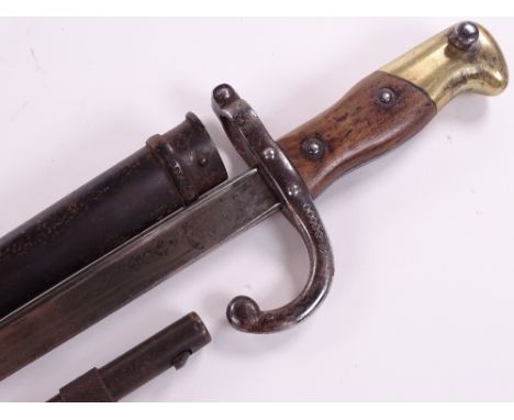 A French 19th century bayonet with metal scabbard, and a French spike bayonet (2)