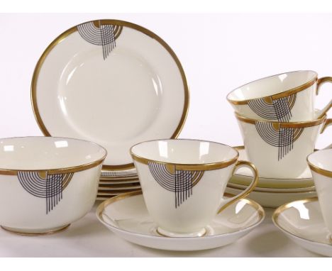 A Royal Doultan Tango pattern tea service for 6 people, with gilded borders