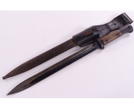 A Czech Army bayonet, original metal scabbard with leather frog