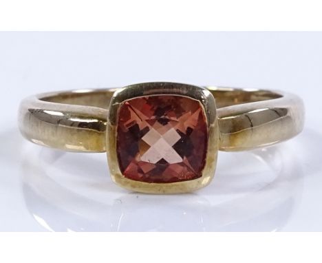 A 9ct gold orange-stone ring, in rubover setting, setting height 7.4mm, size N, 2.5g