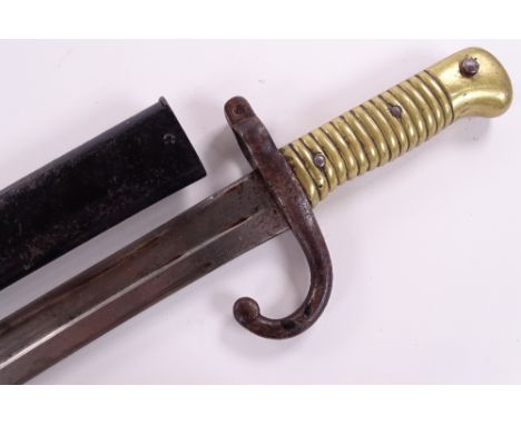 A French 1866 Chassepot sword bayonet, original metal scabbard