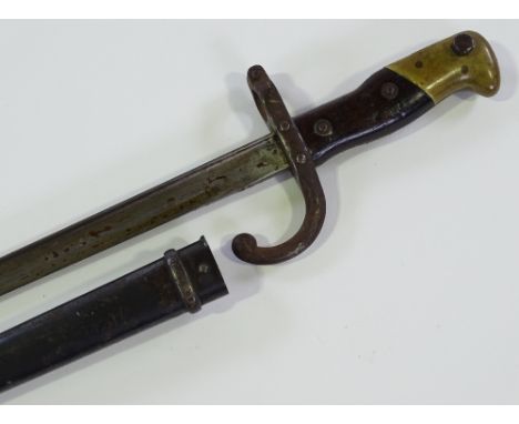 A French First War period sword bayonet with metal scabbard