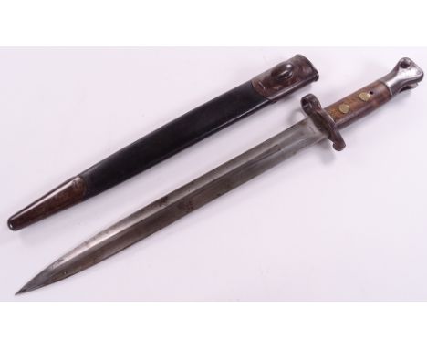 A 19th century Boer War period bayonet by Mole, original steel-mounted leather scabbard 