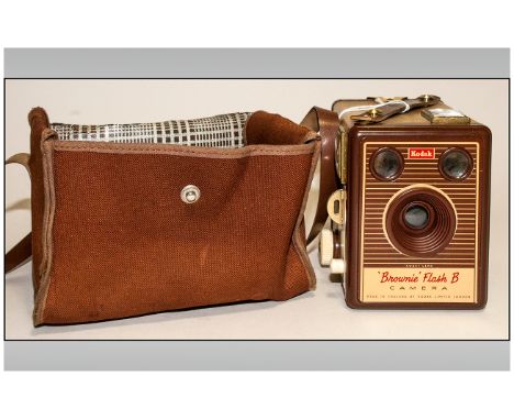 Kodak - Vintage Brownie Flash B Camera. Complete with Holder and Strap. Good Condition. 