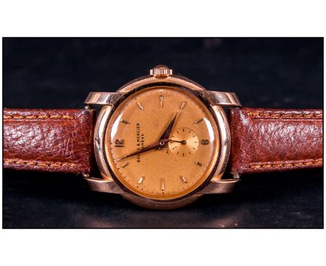 Gents 18ct Pink Gold Baume & Mercier Wristwatch Gilt Dial, Baton Numerals And Hands, Subsidiary Seconds. Automatic Movement, 