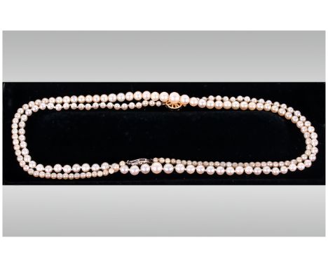A Ladies Quality Cultured Pearl Single Strand Necklace, with 9ct Gold Clasp. 18 Inches In Length, c.1920's + a Further Ladies