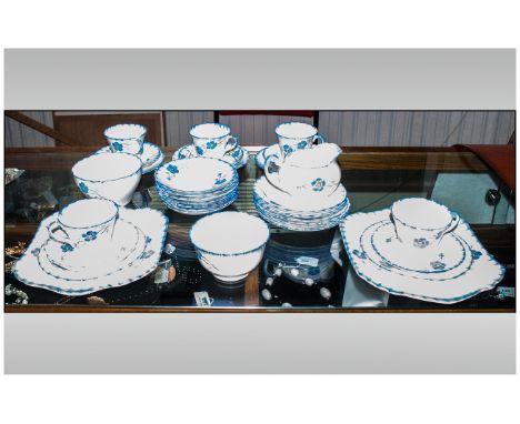 Shelley Part Tea Service comprising 5 teacups. sugar bowl, bread and butter plate. Marked for Shelley. Together with 12 side 