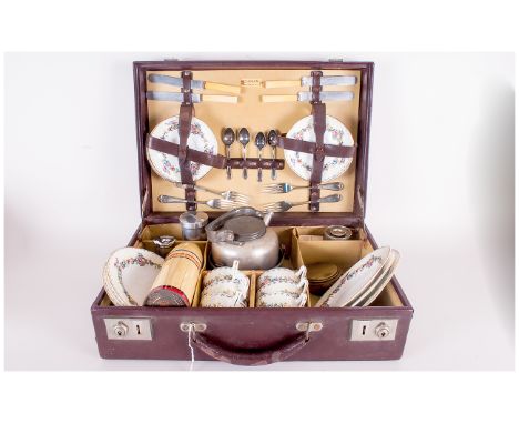 Sirram Vintage Picnic Set in original Case. Comprises portable kettle and stand, Thermos flask, Crown Staffordshire set of 6 