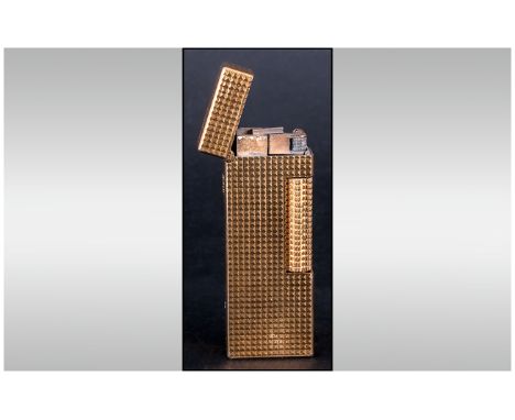 Dunhill Cigarette Lighter Engine Turned Yellow Metal Body.