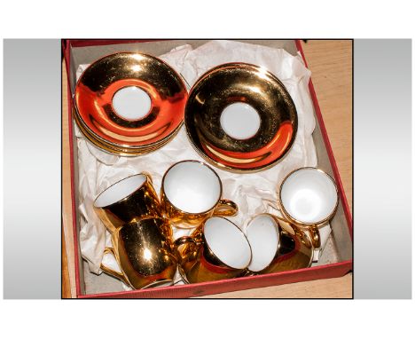 Royal Worcester Gilt Part Coffee Set - In original box. Comprising of 6 small coffee cups and saucers.