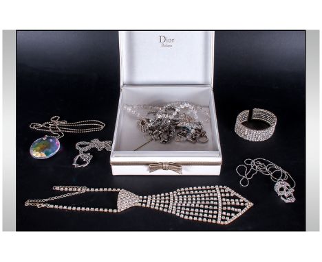 Collection Of Crystal Jewellery to include a cuff bangle,  earrings, bracelets and pendants.   