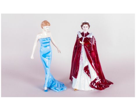 Royal Worcester Queen Elizabeth Figure In Celebration of The Queens 80th Birthday 2006. Dressed in the Robes of The Order of 