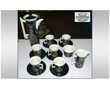 Portmeirion - 1960's ( 15 ) Piece Coffee Set ' Magic City ' Pattern. Designed by Susan Williams - Ellis. Comprises 1 Coffee P