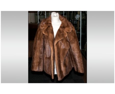 Ladies Light Brown Mink Jacket, Fully lined, collar with revers. Label reads 'Harry Barnado, model, Dublin Ireland' Initials 