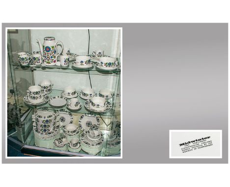 Midwinter ( 81 ) Piece Dinner Service, Country Garden Pattern by Jessie Tait, Comprises 3 Tureens, 1 Coffee Pot, 12 Cups and 