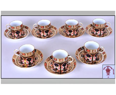 Royal Crown Derby Top Quality Imari Pattern 14 Piece Coffee Set comprising 7 coffee cans & 7 saucers. Date 1918. saucers 4 1/