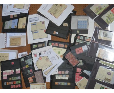  MANY 100's ON HAGNERS, LEAVES, CARDS ETC., with good range postage dues, railway company stamps and cancels, officials inc. 