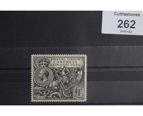 S.G. 438 1929 P.U.C. £1, UN/M, very slightly off white gum