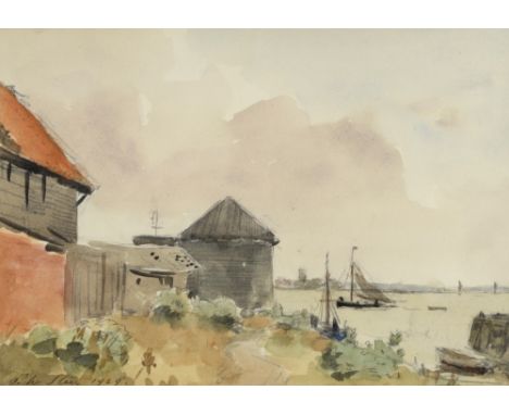 Phillip Wilson Steer, 1860-1942, Old ship-yard Harwich, watercolour sketch, signed and dated 1929, 22cm x 32cm,
