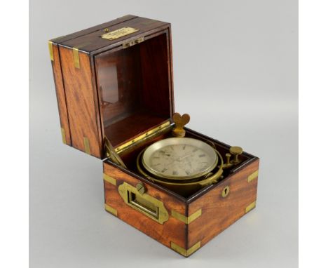 19th century 56-hour marine chronometer, the gimbal mounted movement with silvered dial, signed Langford  6 St Augustines Par