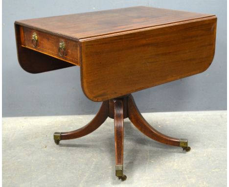 Regency mahogany sofa table on column support and splayed legs