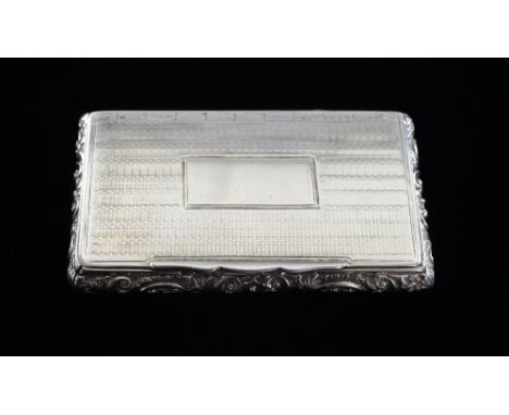William IV silver snuff box with engine turned and moulded scrolling decoration, by Edward Smith, Birmingham, 1836, 2.8oz, 88