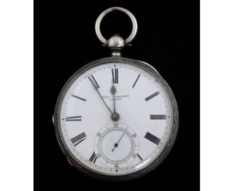 19th century silver pocket Chronograph case Birmingham 1892, face reading John Forrest London,