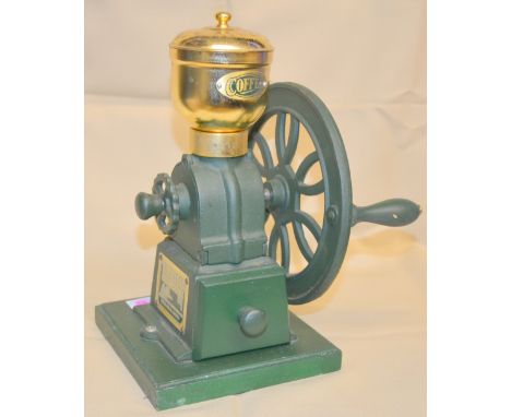 Birchleaf green cast-iron table mill with brass hopper,