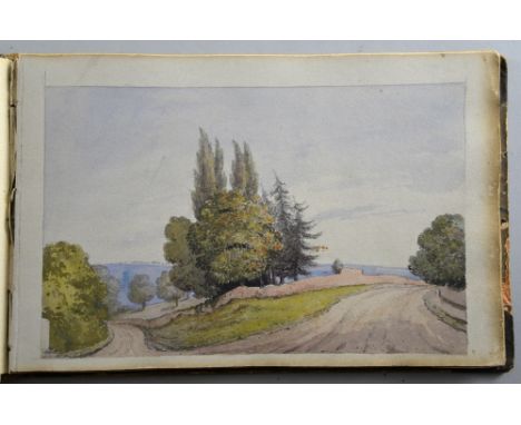 A Victorian Sketch book with watercolour scenes of Claverton and Bathampton, Bathampton Ferry and Claverton Aquaduct possibly