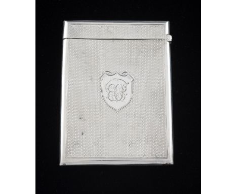 Victorian silver card case with engine turned finish by H & T Birmingham 1879