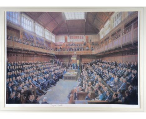 June Mendoza, official limited edition print 805/1000 of the Chamber of House of Commons, signed by the artist & Margaret Tha