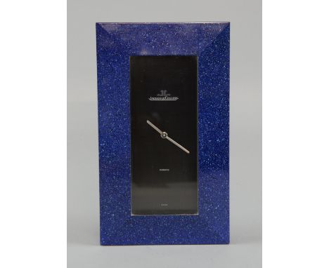 Jaeger Le-Coultre faux Lapis mantel clock  with quartz movement, No. 1701633, the base stamped 5550, 20.5cm x 12cm,