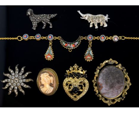 Quantity of  vintage costume jewellery  including a silver bangle and an intaglio cut seal 