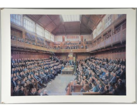 June Mendoza, Official limited edition print 721/1000 of the Chamber of House of Commons, signed by the artist, rolled, 63.5c