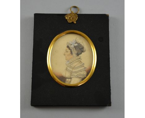 Portrait miniature depicting a woman in a bonnet, 8cm x 6.5cm,