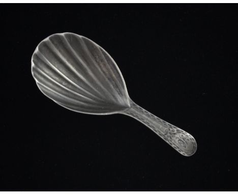 George III shell bowl silver caddy spoon by Thomas Morley, London 1784