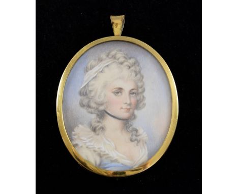 Portrait miniature of Agnes Berry after Engleheart one of the sisters befriended by Horace Walpole who provided them with Lit