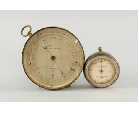 Victorian pocket barometer by L Casella, the silvered face marked,' maker to the Admiralty' London and 636, 12 cm diameter, 4